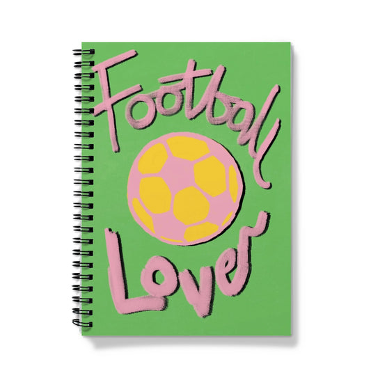 Football Lover Print - Green, Pink, Yellow Notebook