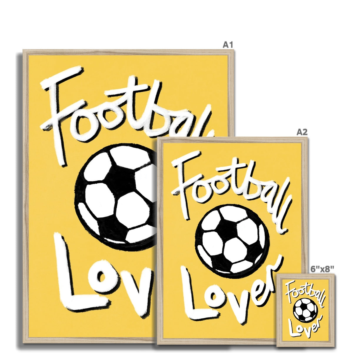 Football Lover Print - Yellow, White, Black Framed Print