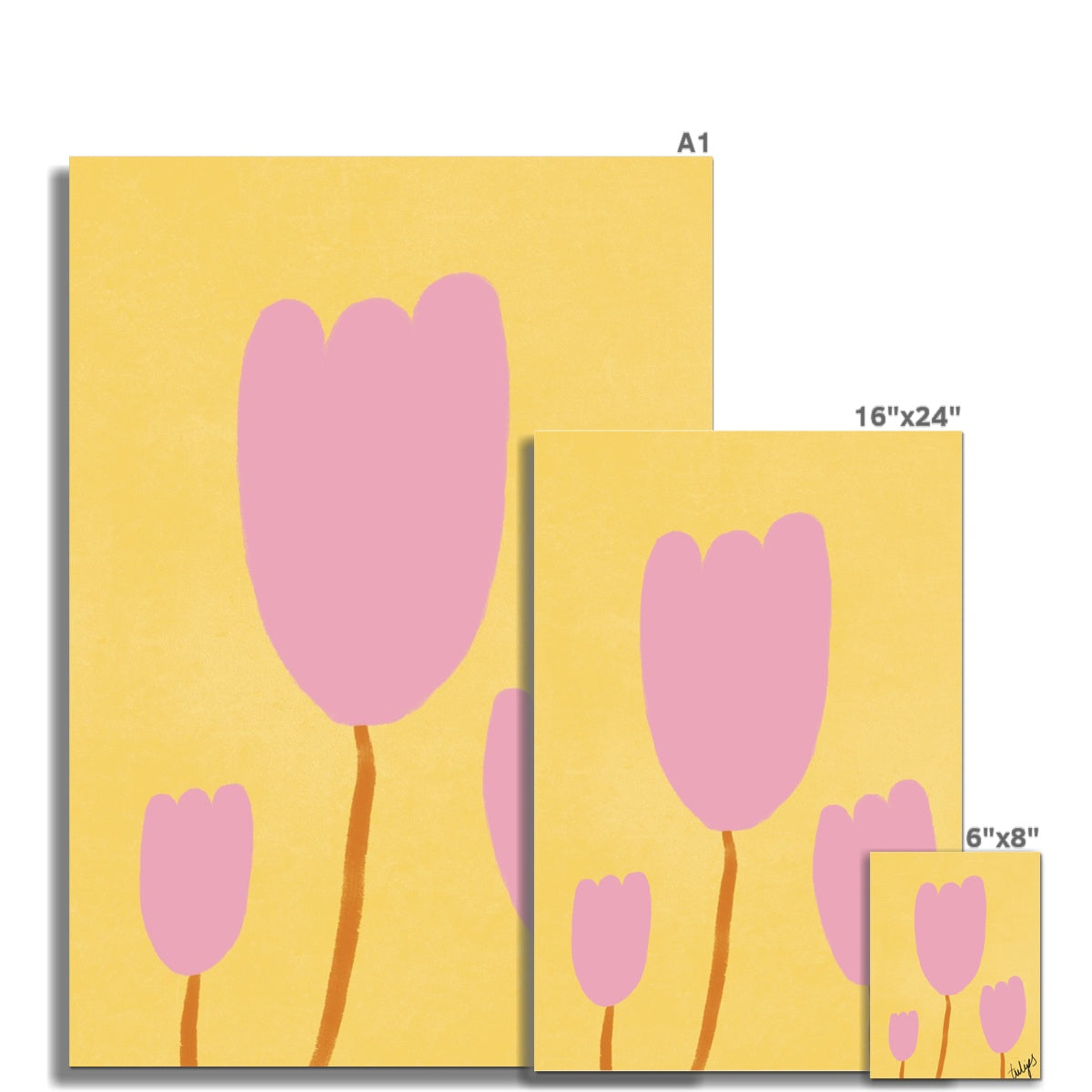 Tulips Print - Pink, Yellow Fine Art Print