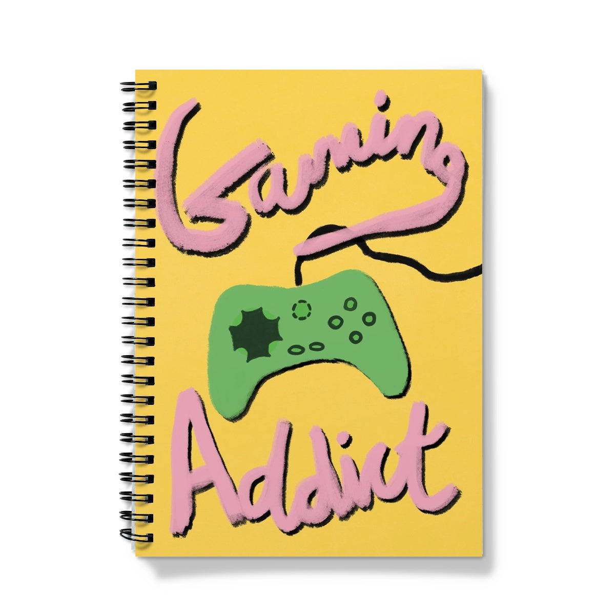Gaming Addict Print - Pink, Yellow, Green Notebook