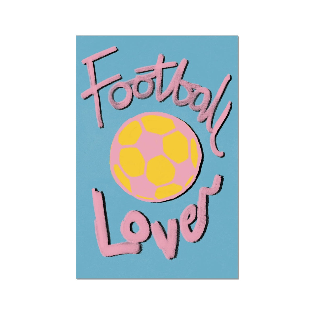 Football Lover Print - Blue, Yellow, Pink Fine Art Print