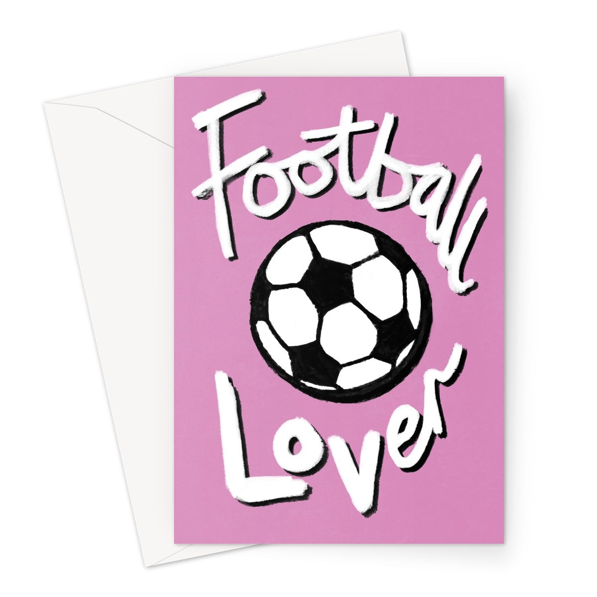 Football Lover Print - Pink, Black, White Greeting Card