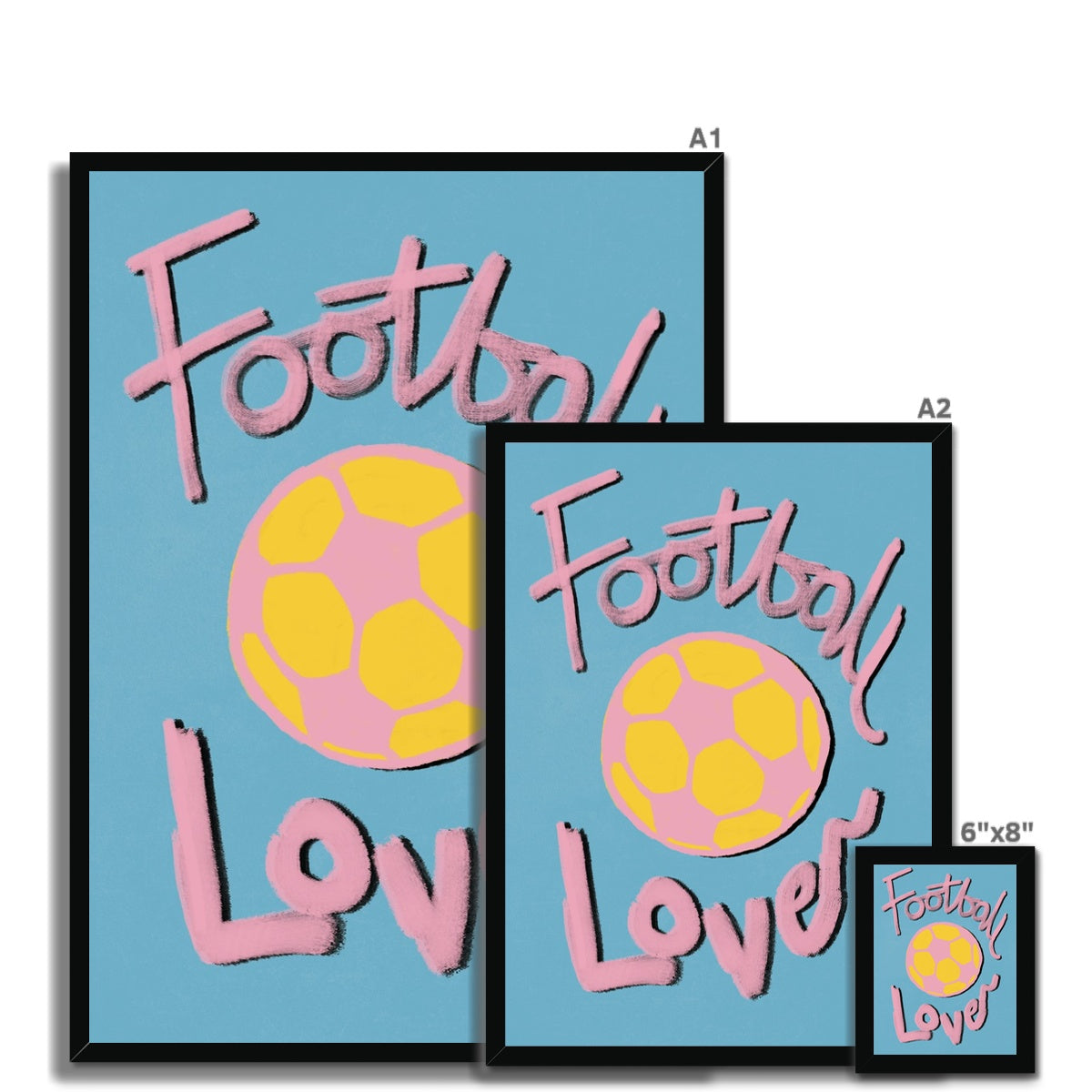 Football Lover Print - Blue, Yellow, Pink Framed Print