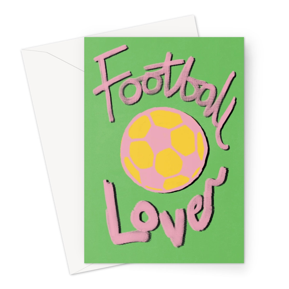 Football Lover Print - Green, Pink, Yellow Greeting Card