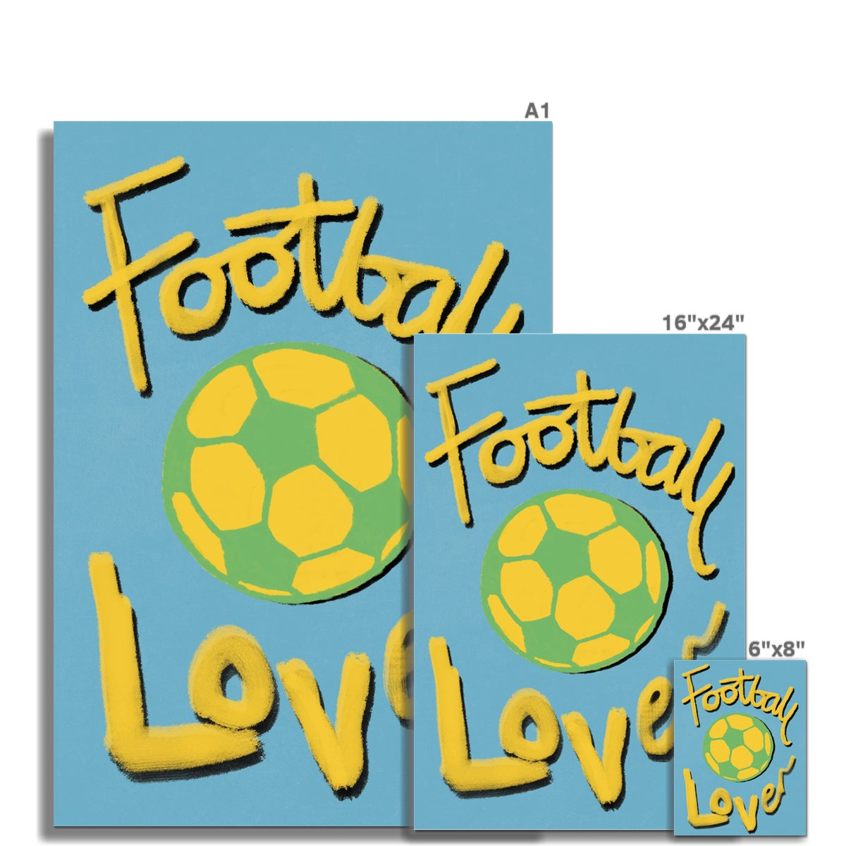 Football Lover Print - Blue, Yellow, Green Fine Art Print