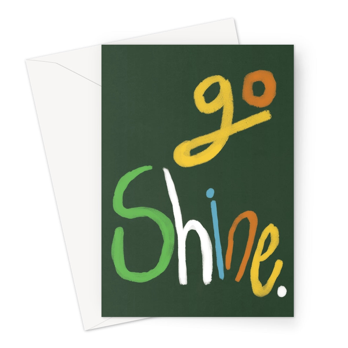 Go Shine Art Print - Green, Multi-coloured Greeting Card