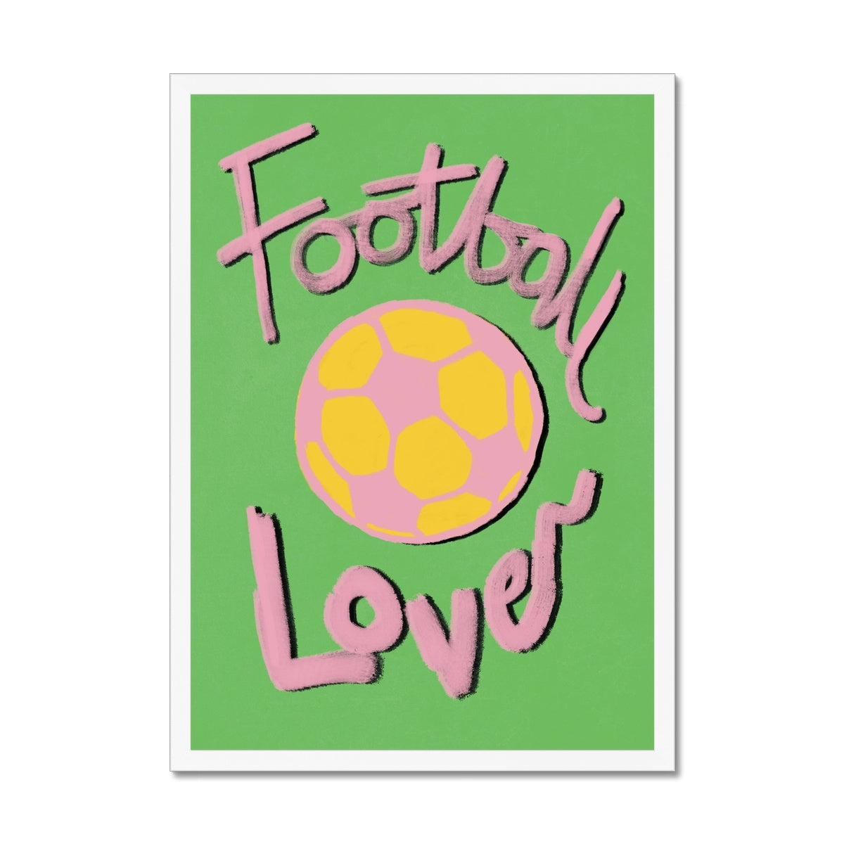 Football Lover Print - Green, Pink, Yellow Framed Print