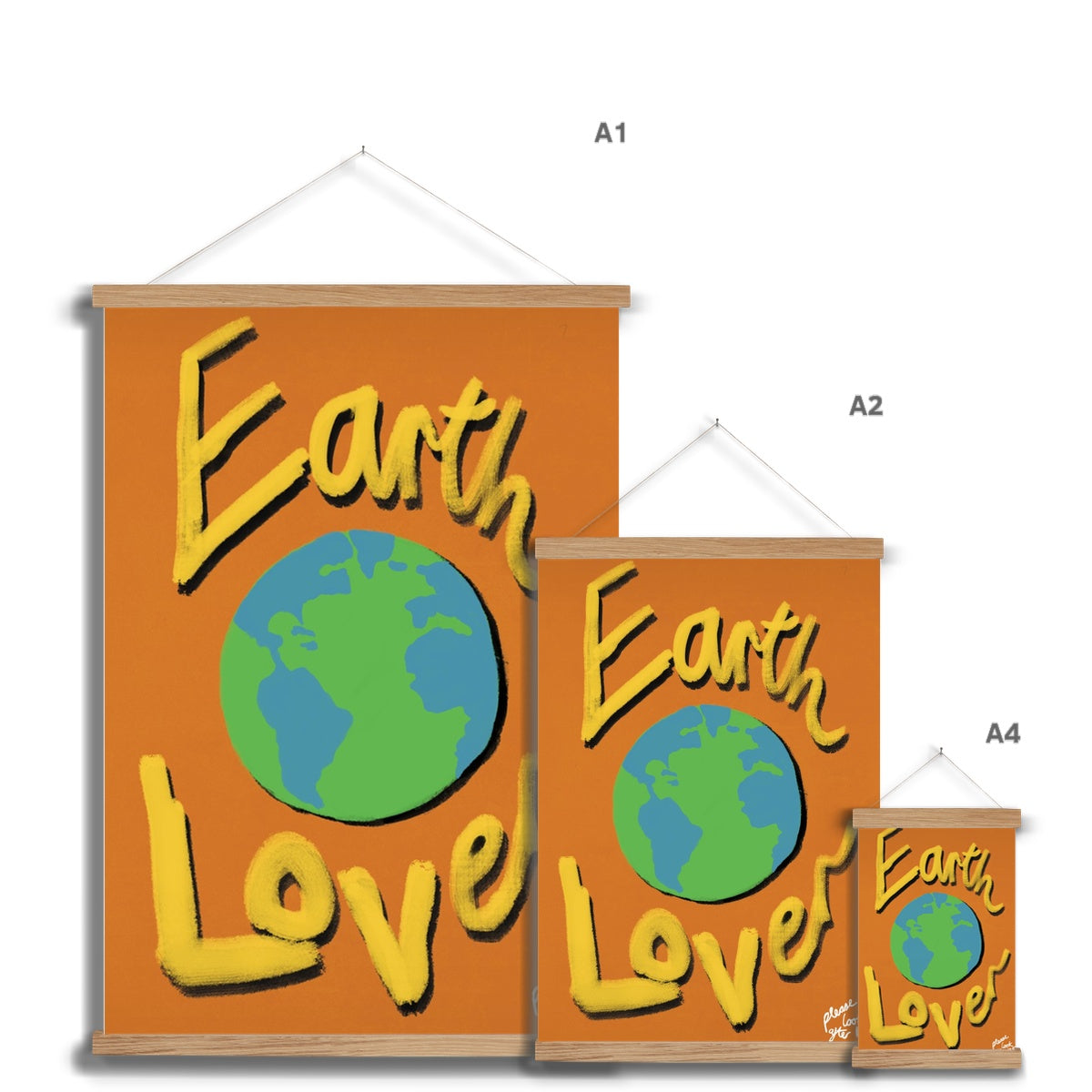 Earth Lover Print - Brown, Yellow Fine Art Print with Hanger