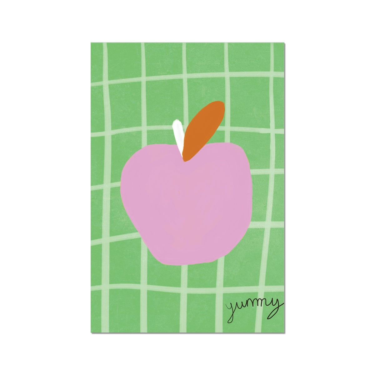 Yummy Apple Print - Green, Pink Fine Art Print
