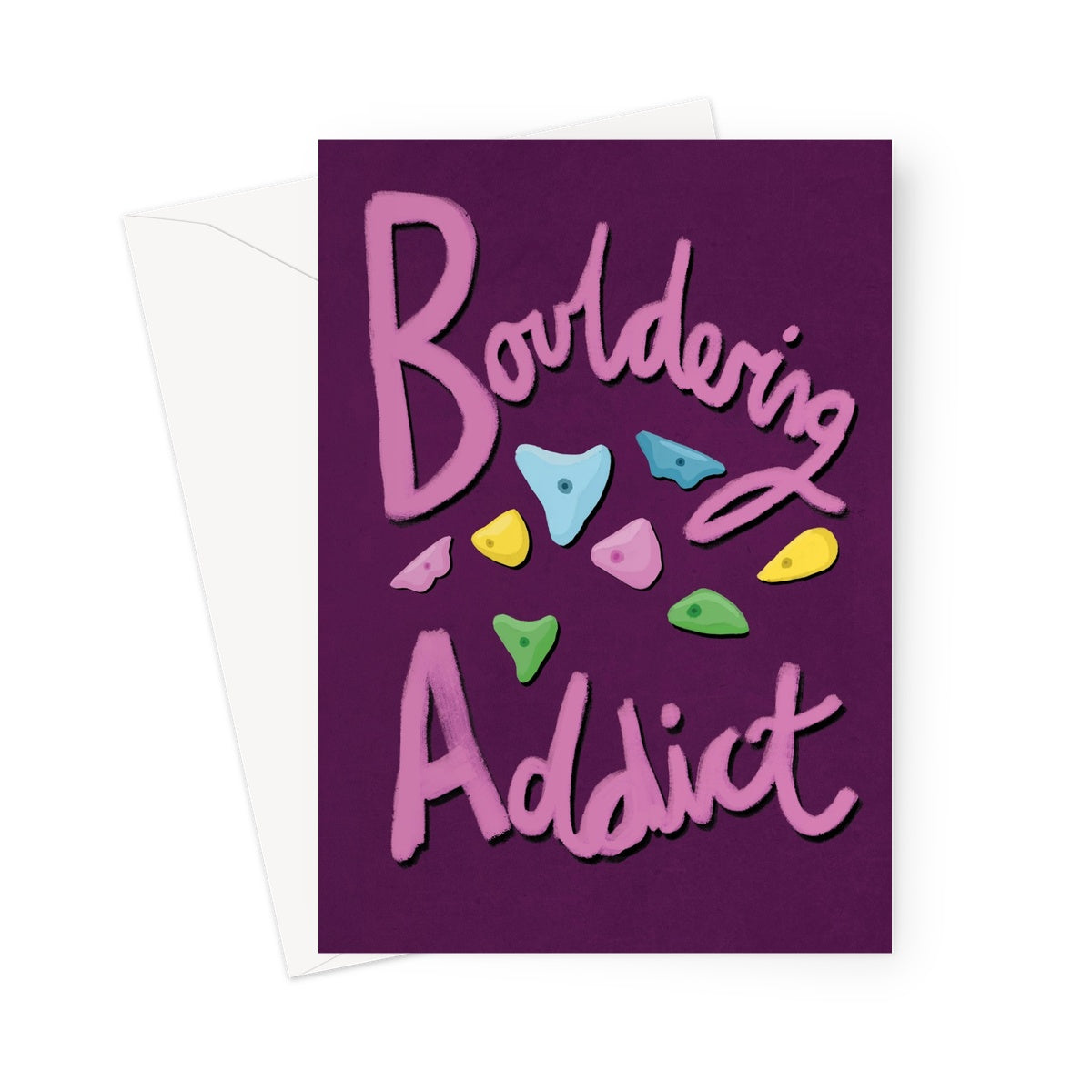 Bouldering Addict - Purple and Pink Greeting Card