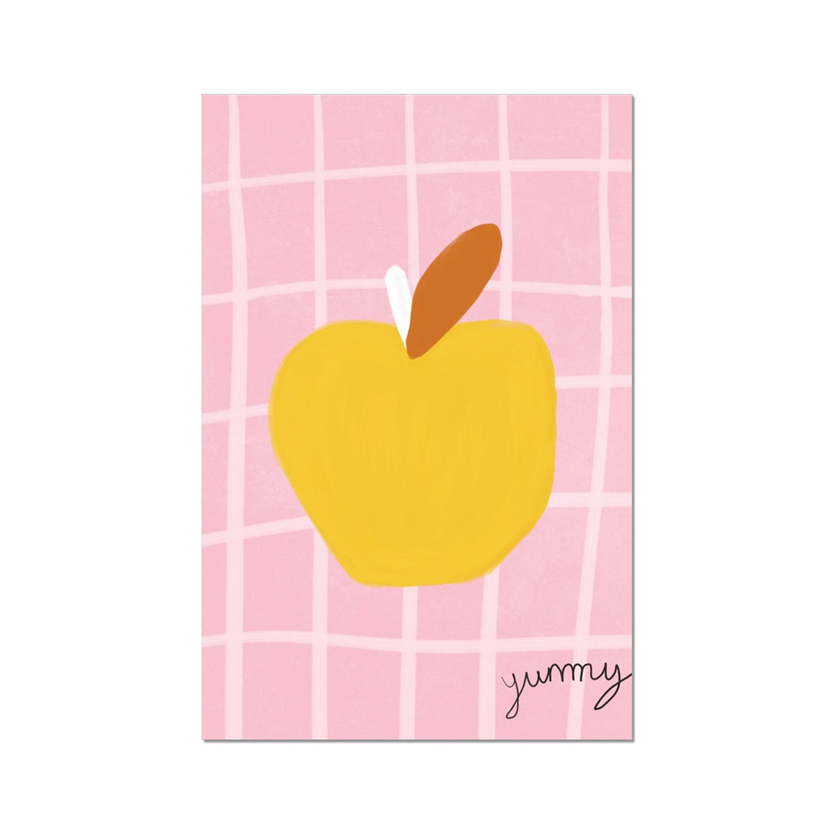 Yummy Apple Print - Bright Pink, Yellow Fine Art Print