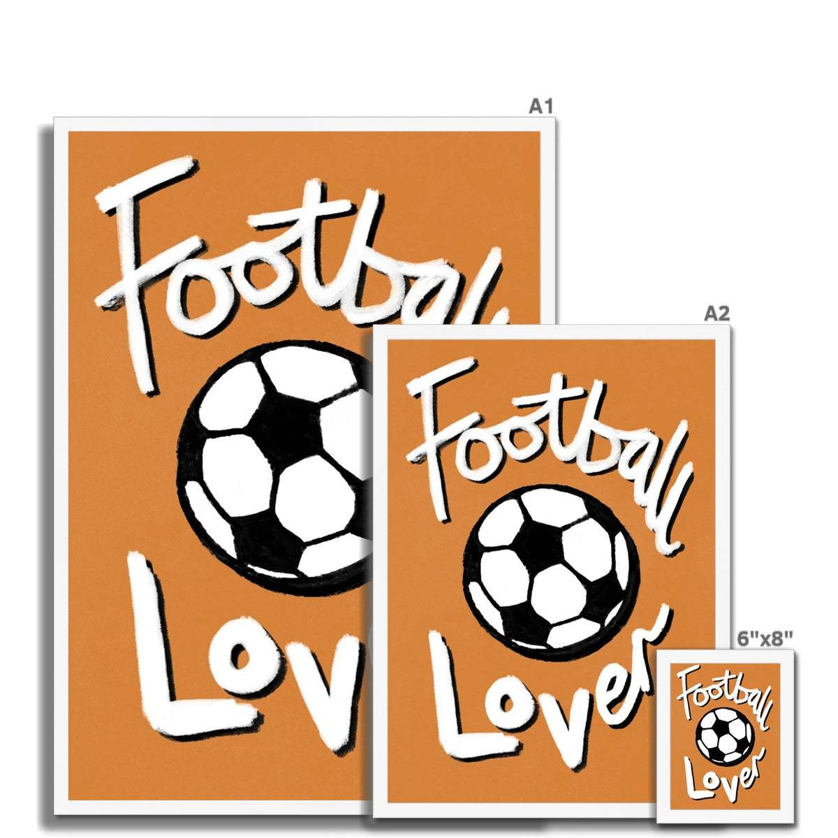 Football Lover Print - Brown, White, Black Framed Print