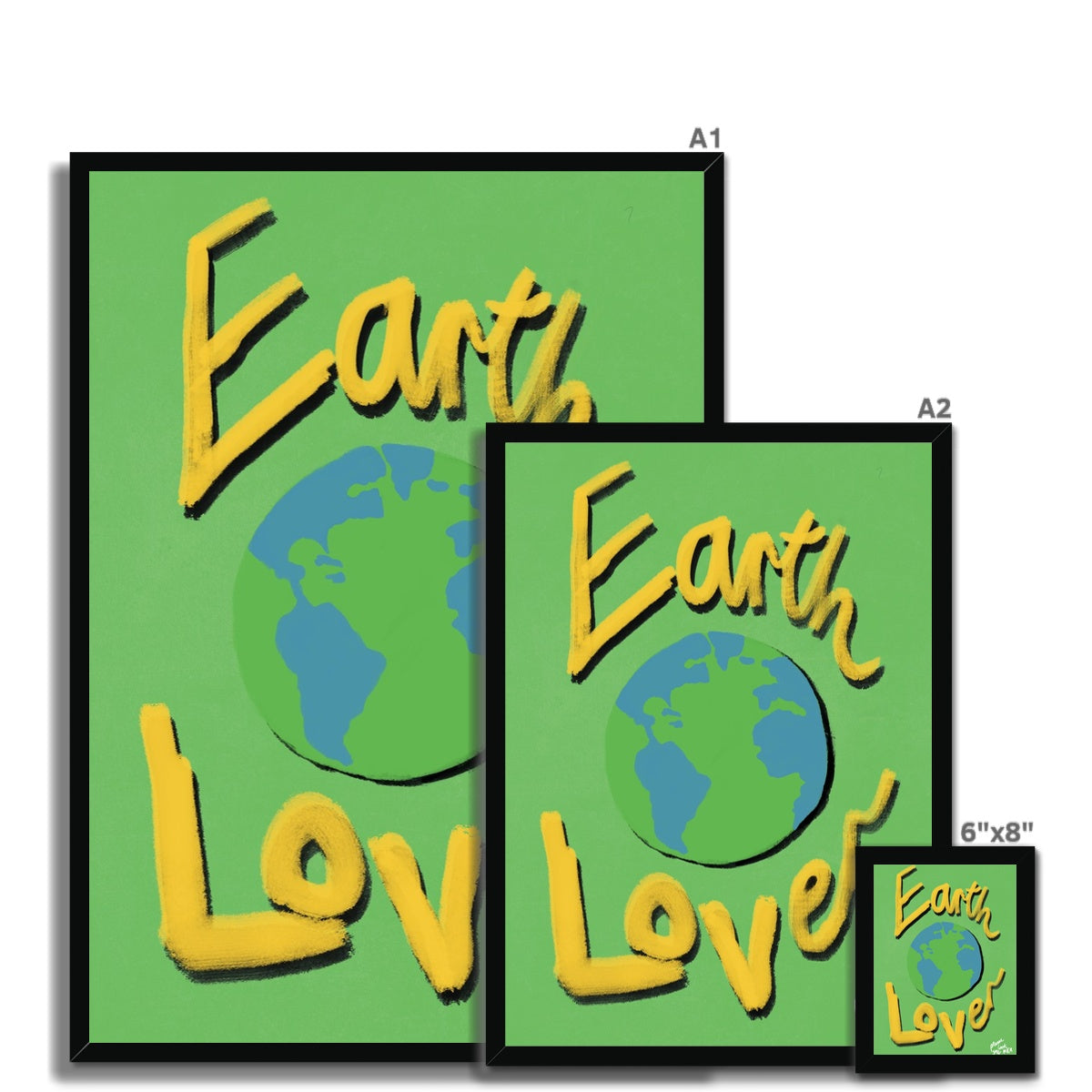 Earth Lover Print - Green, Yellow Framed Print