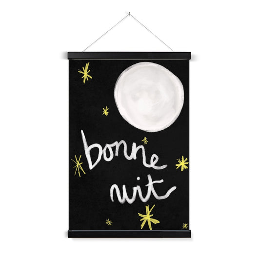 Bonne Nuit Print - Black, white Fine Art Print with Hanger