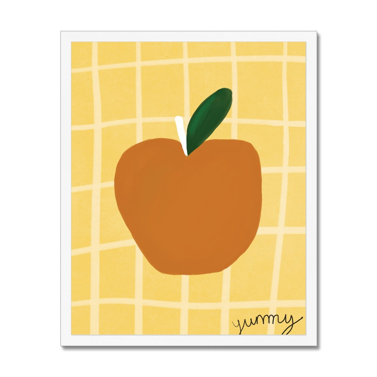 Yummy Apple Print - Yellow, Brown Framed Print