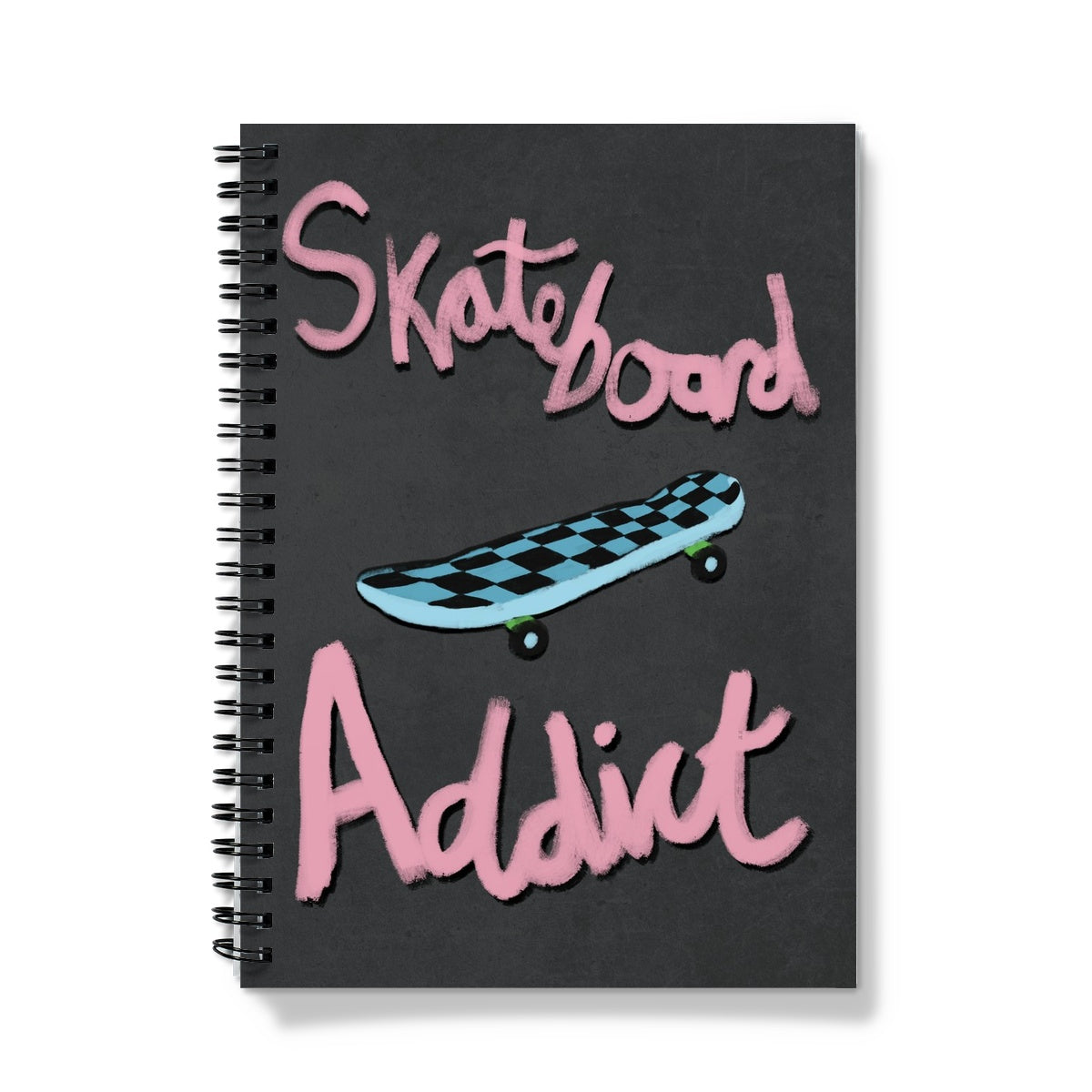 Skateboard Addict Grey, Pink, Blue Notebook