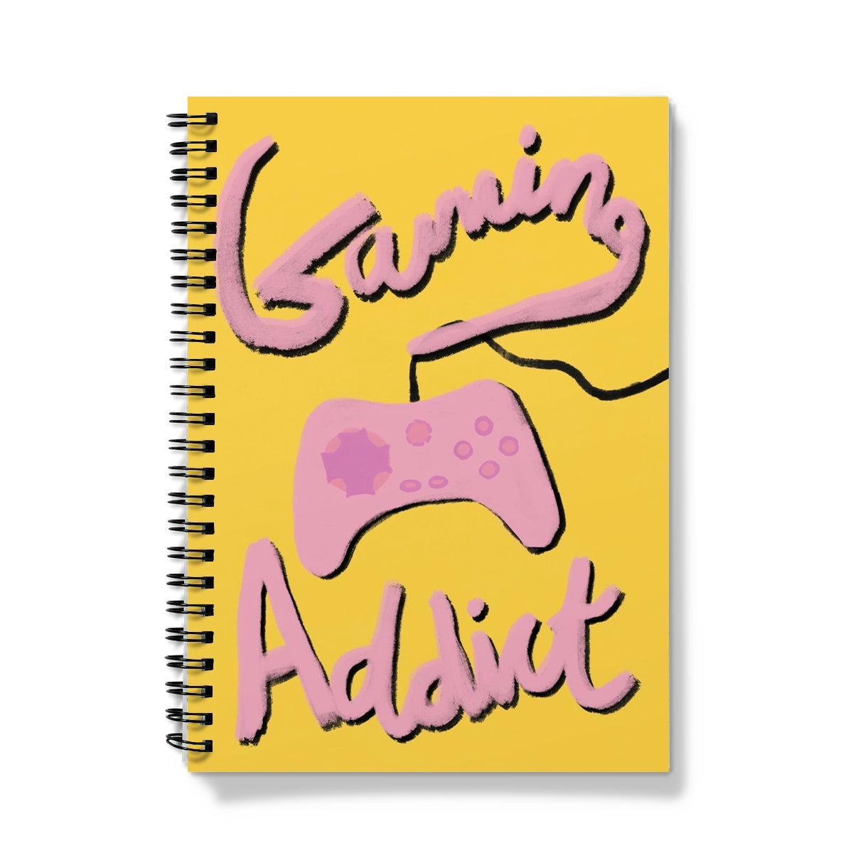 Gaming Addict Print - Yellow, Pink Notebook