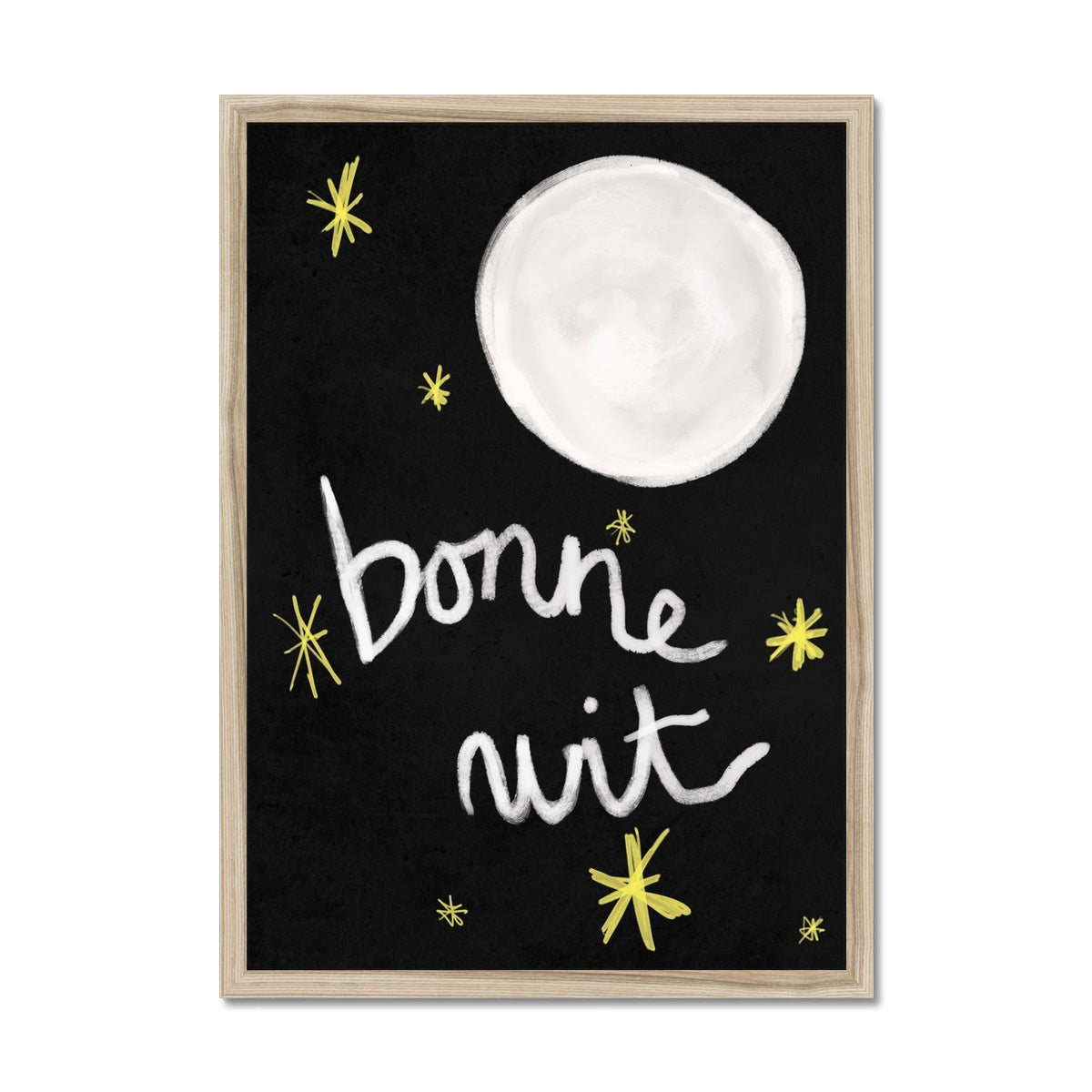 Bonne Nuit Print - Black, white Framed Print