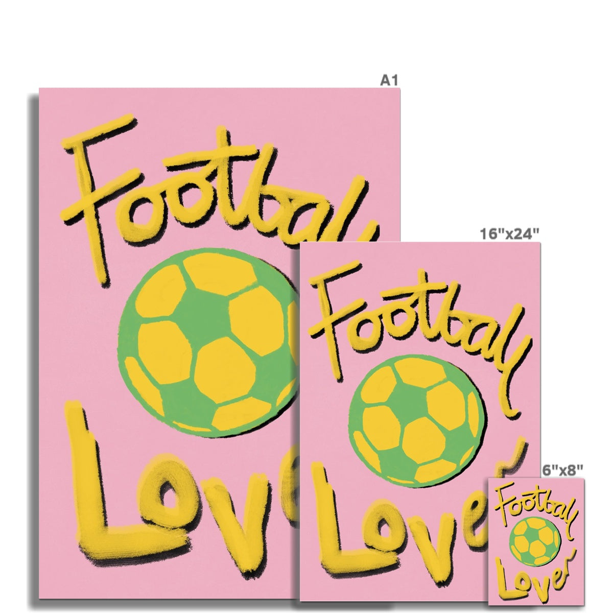 Football Lover Print - Pink, Yellow, Green Fine Art Print