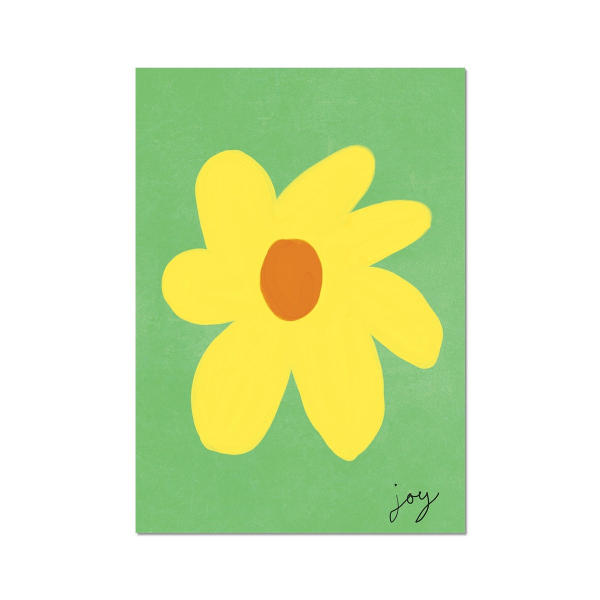 Joy Flower Print - Green, Yellow, Brown Fine Art Print