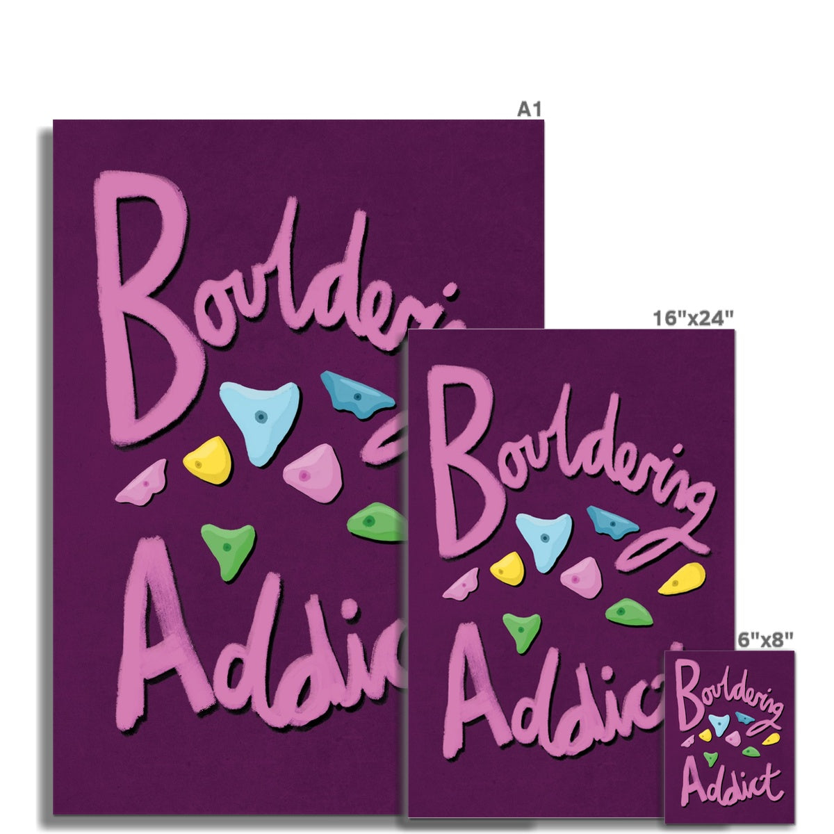 Bouldering Addict - Purple and Pink Fine Art Print