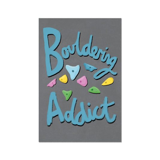 Bouldering Addict - Grey and Blue Fine Art Print