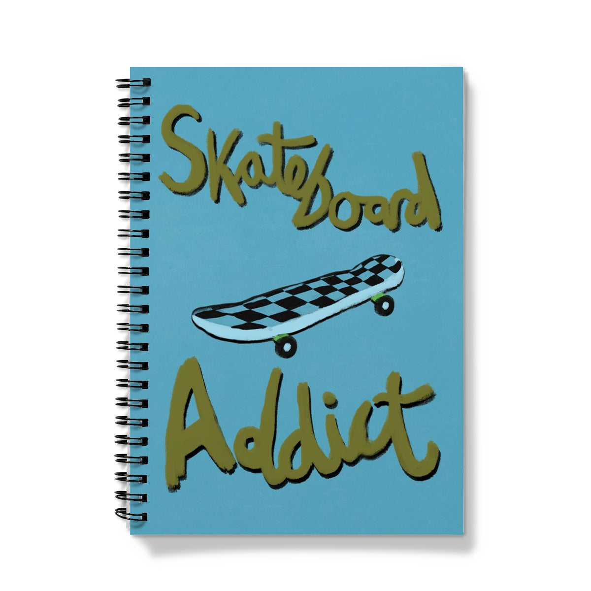 Skateboard Addict - Olive Green, Blue Notebook