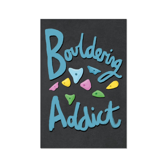 Bouldering Addict - Black and Blue Fine Art Print