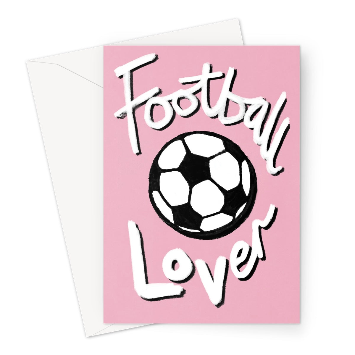 Football Lover Print - Light Pink, White, Black Greeting Card