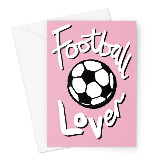 Football Lover Print - Light Pink, White, Black Greeting Card