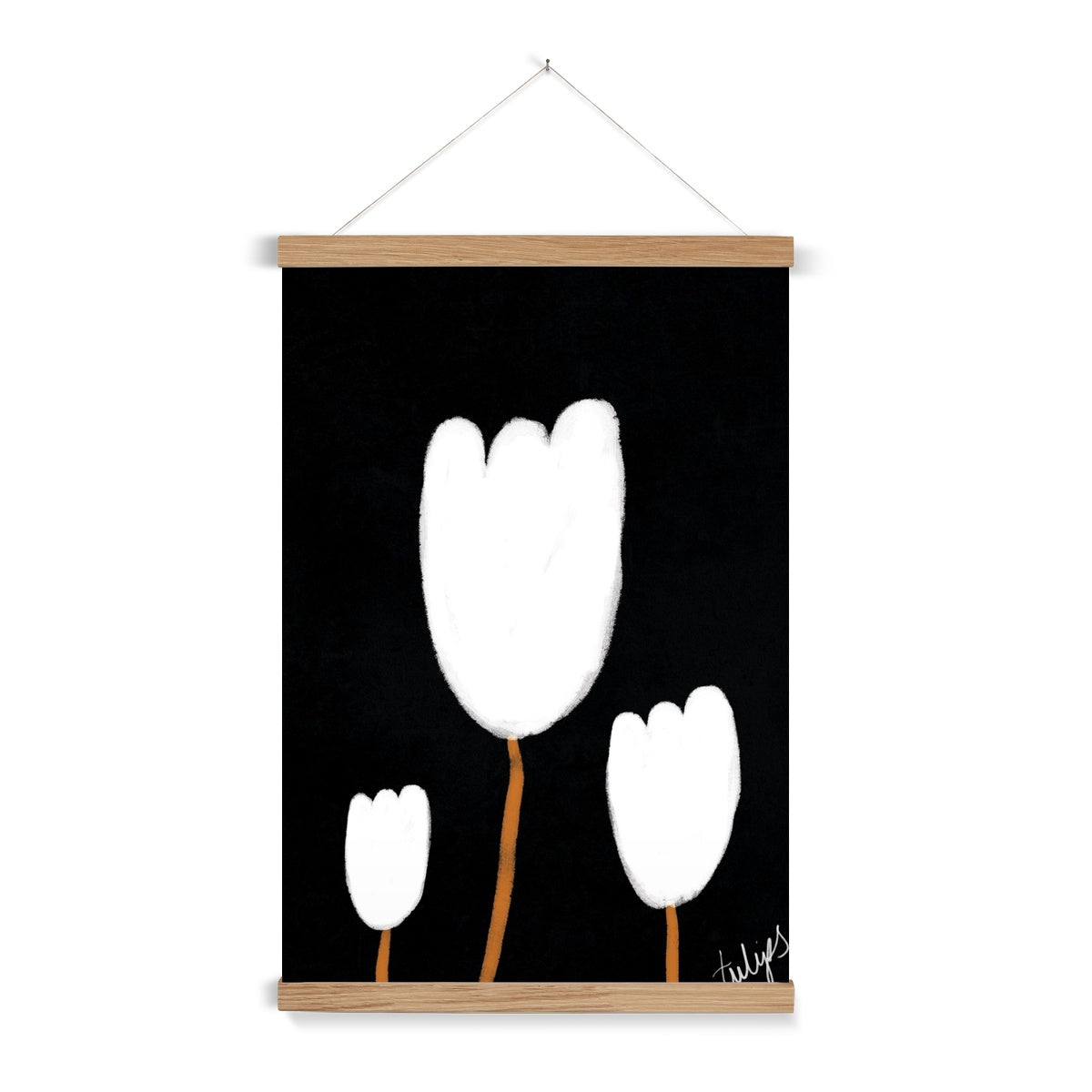 Tulips Print - Black, White Fine Art Print with Hanger