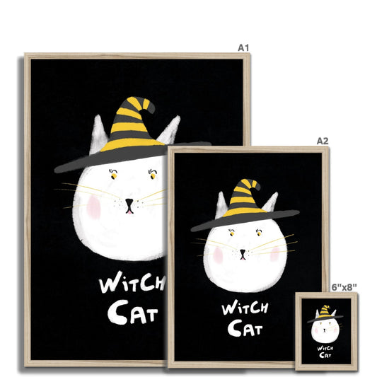 Witch Cat Print Framed Print