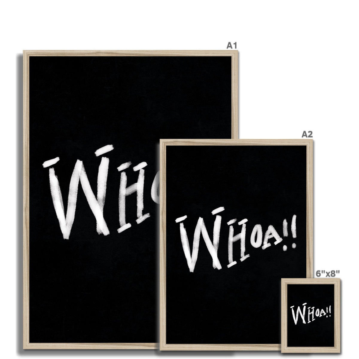 Whoa!! Print - Black, white Framed Print