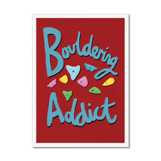 Bouldering Addict - Red and Blue Framed Print