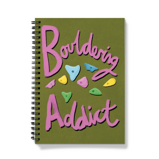 Bouldering Addict - Olive Green and Pink Notebook