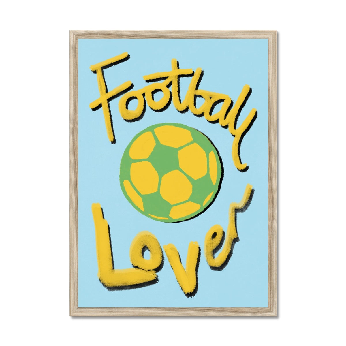 Football Lover Print - Light Blue, Yellow, Green Framed Print
