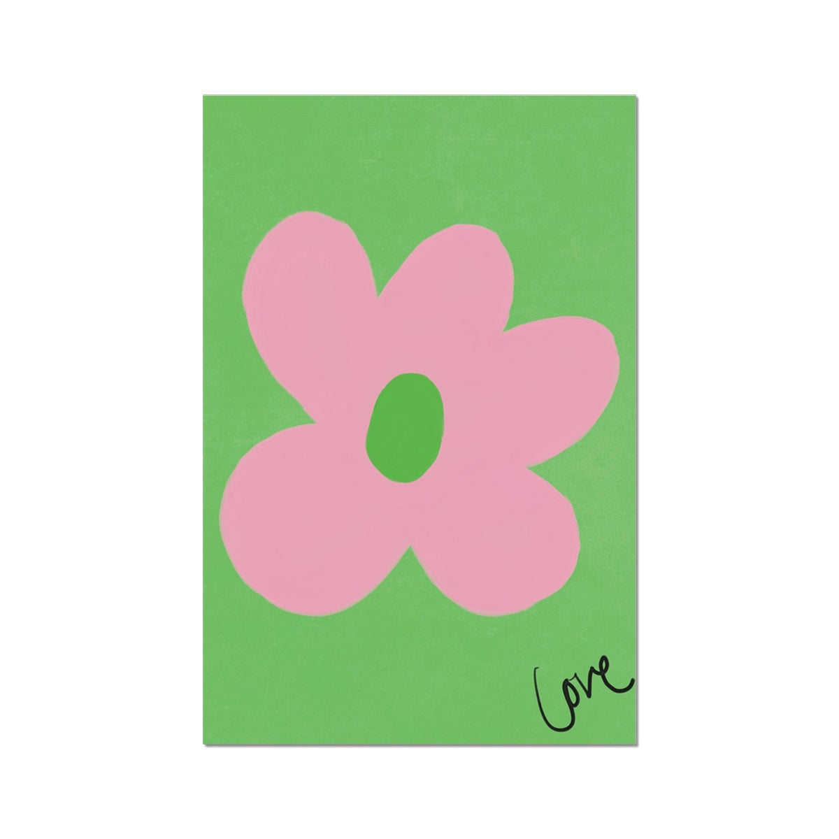Love Flower Print - Green, Pink, Green Fine Art Print
