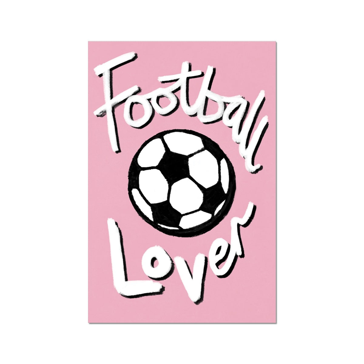 Football Lover Print - Light Pink, White, Black Fine Art Print