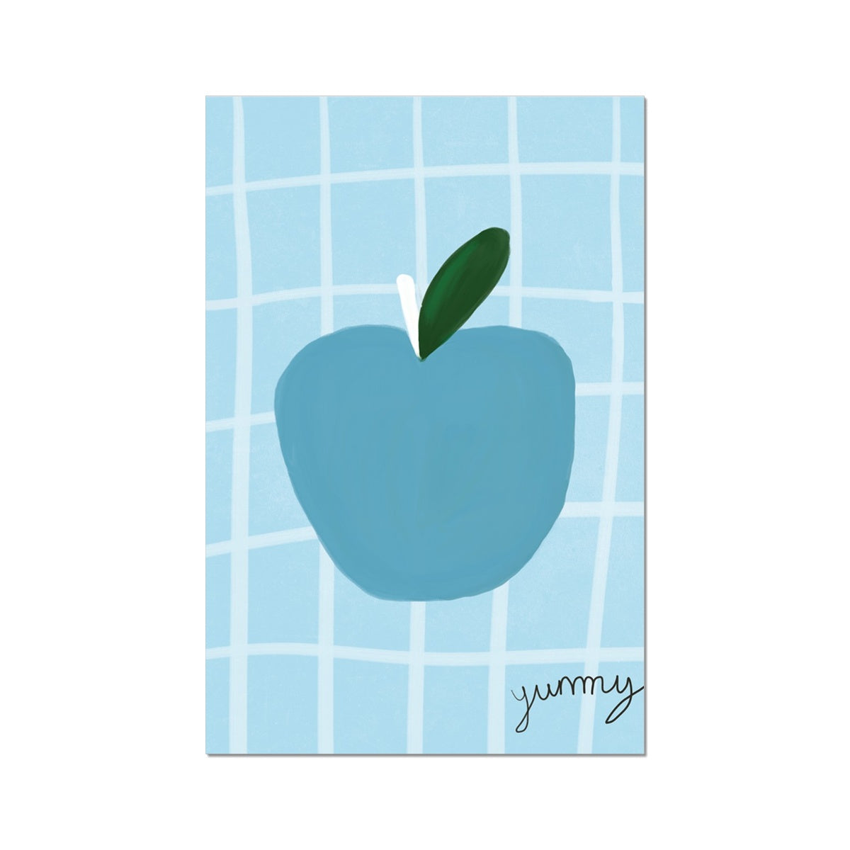 Yummy Apple Print - Blue, Dark Blue Fine Art Print
