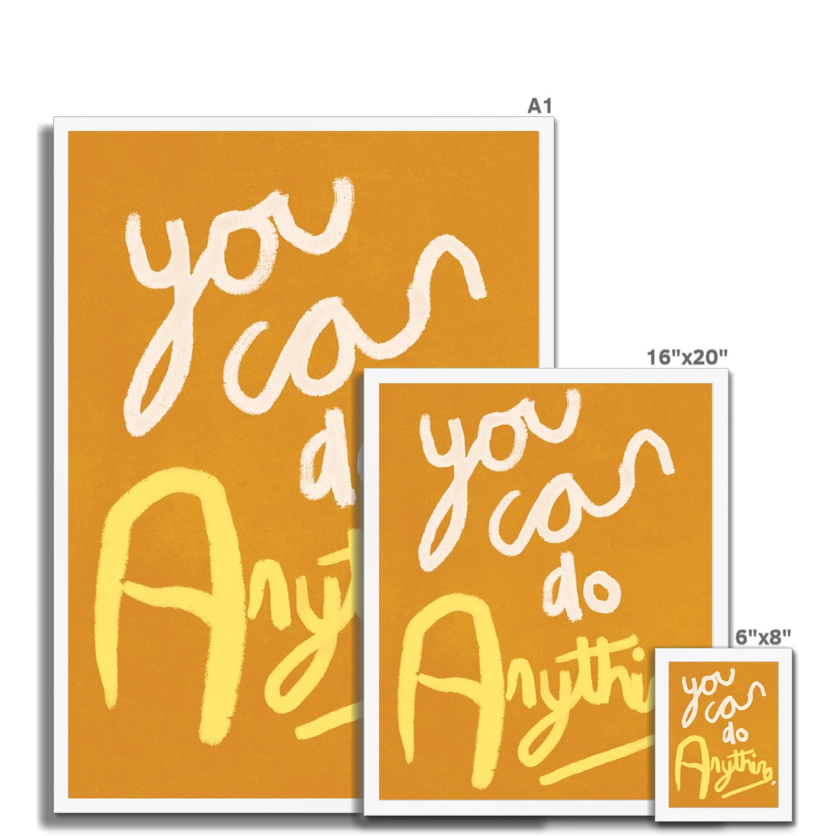 You Can Do Anything Print - Brown, White, Yellow Framed Print
