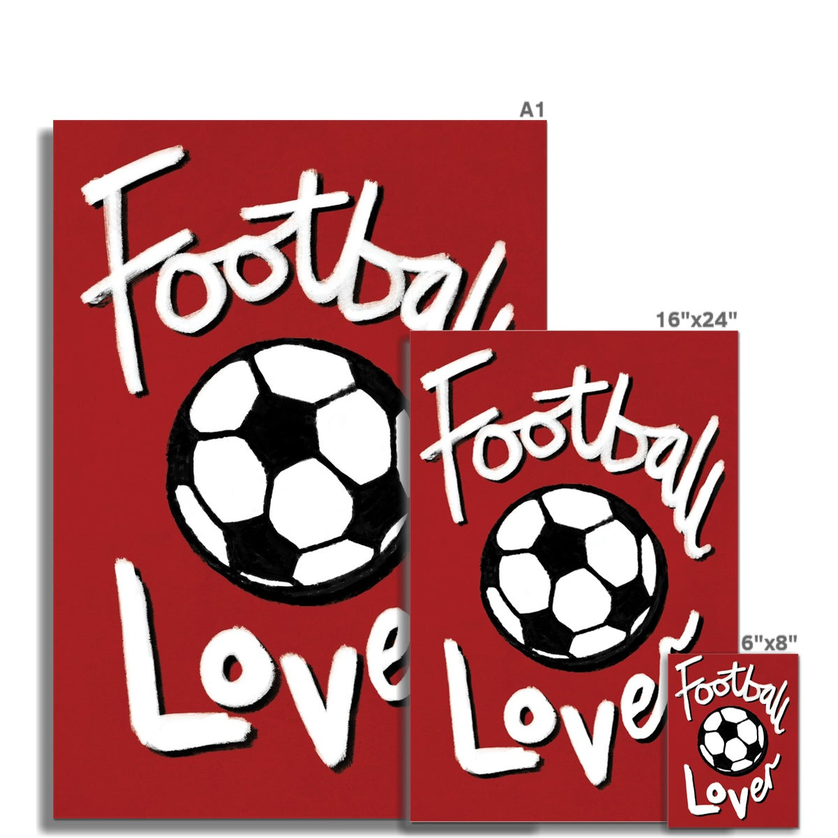 Football Lover - Red, Black and White Fine Art Print