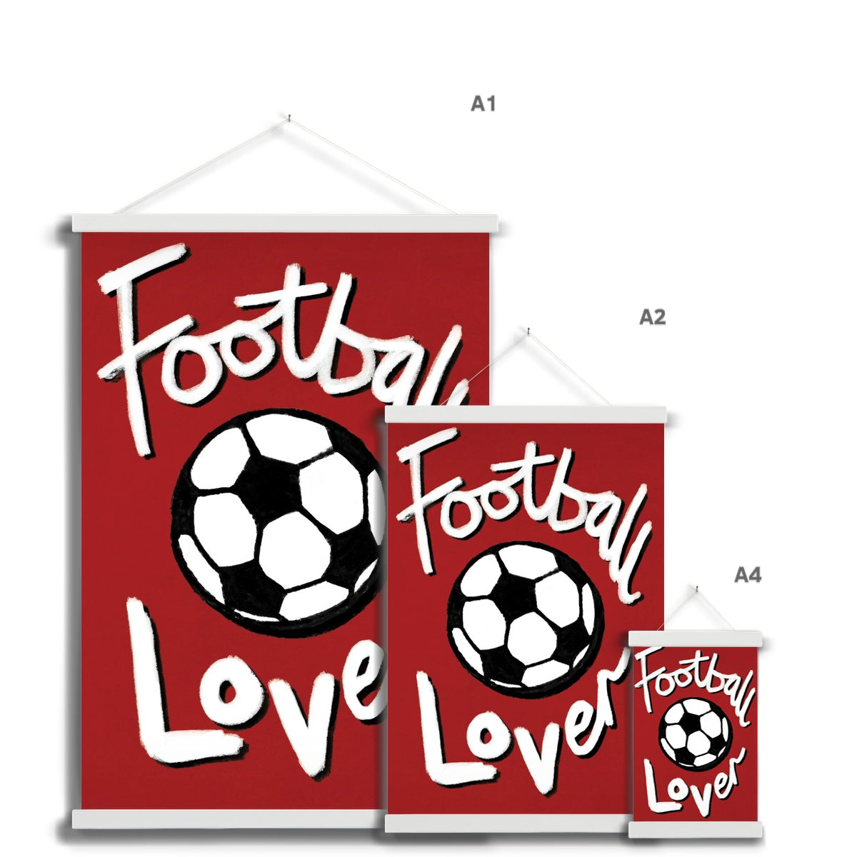 Football Lover - Red, Black and White Fine Art Print with Hanger