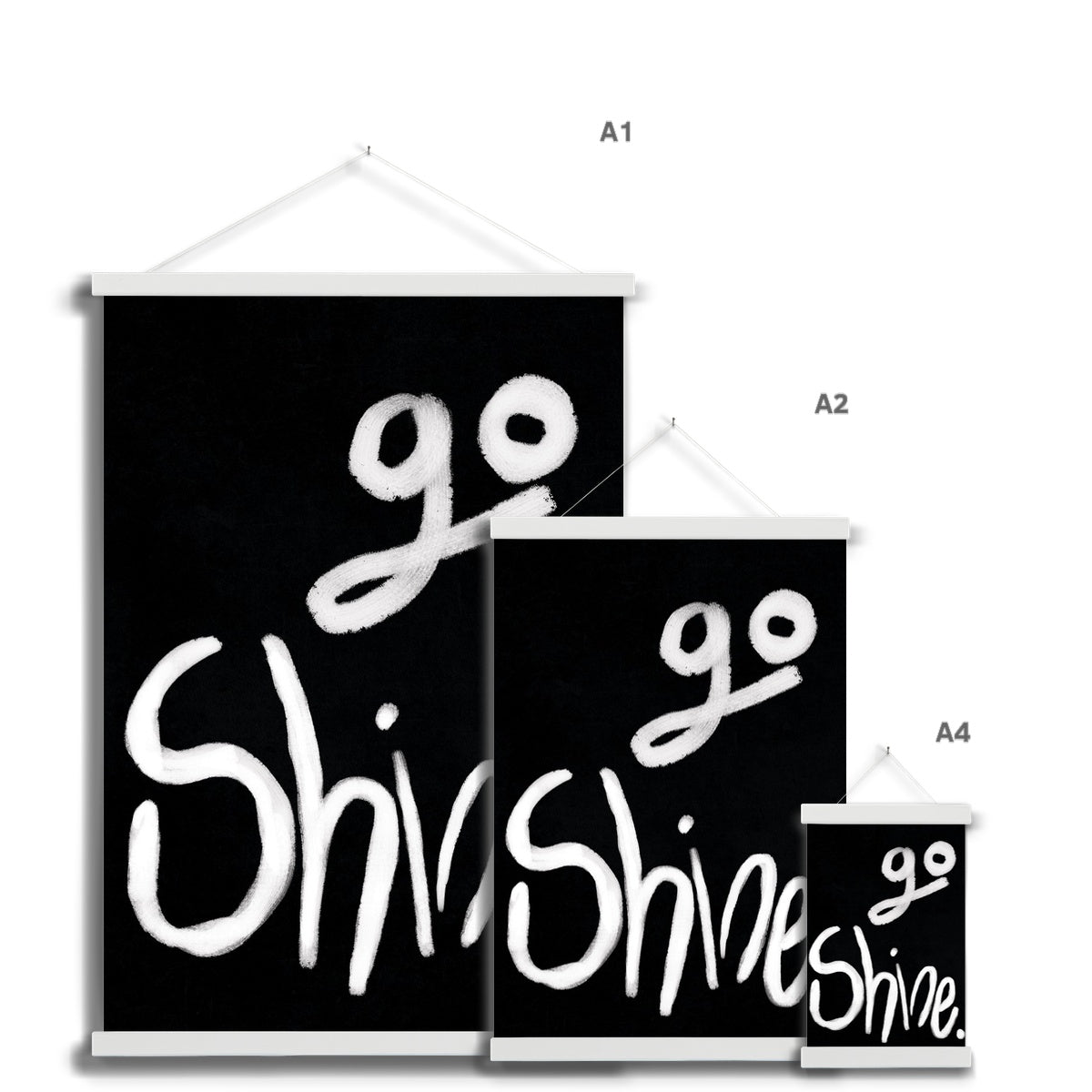Go Shine - Black, White Fine Art Print with Hanger