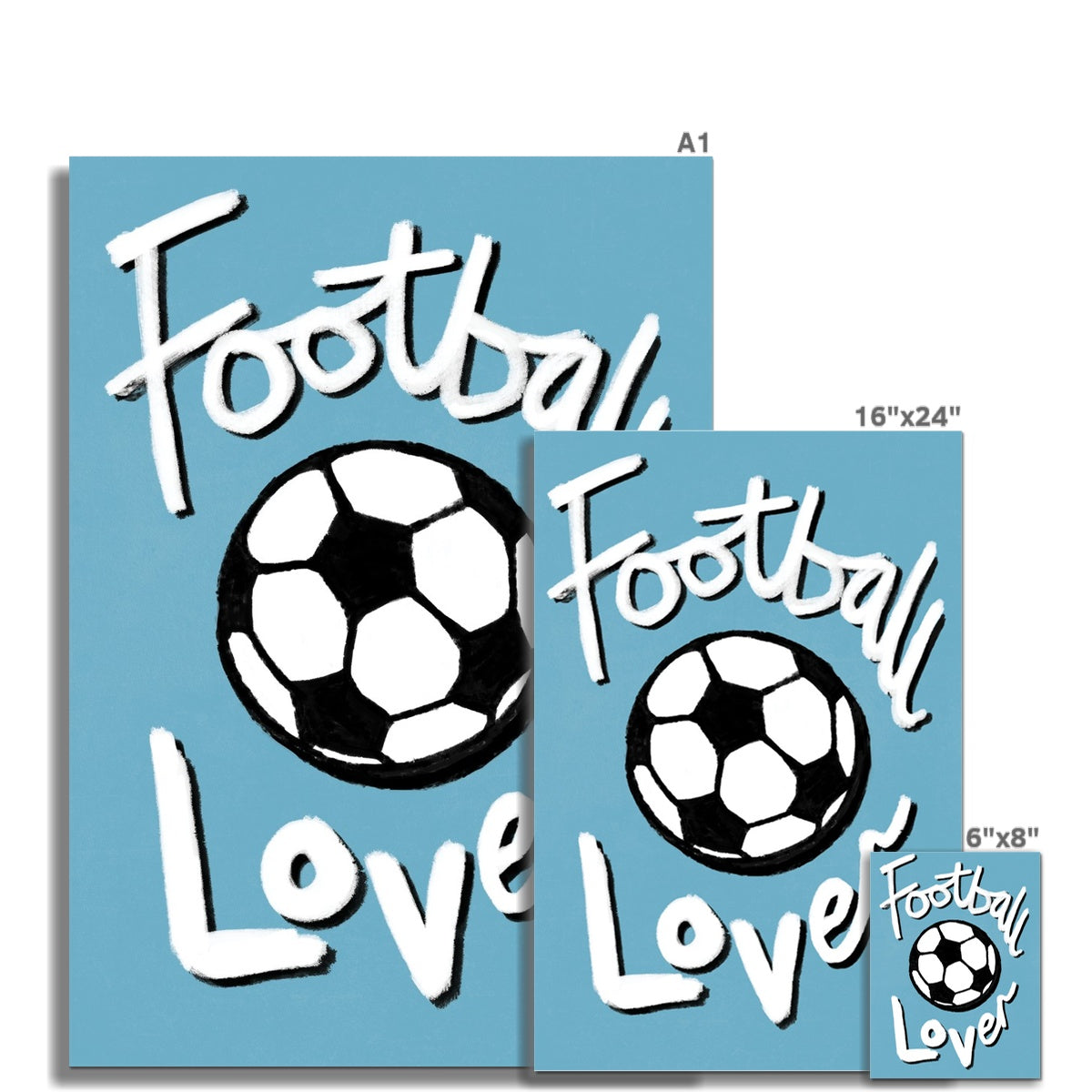 Football Lover Print - Blue, White, Black Fine Art Print