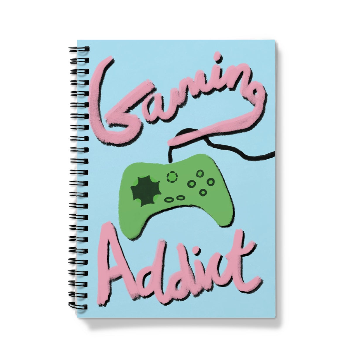 Gaming Addict Print - Light Blue, Pink, Green Notebook