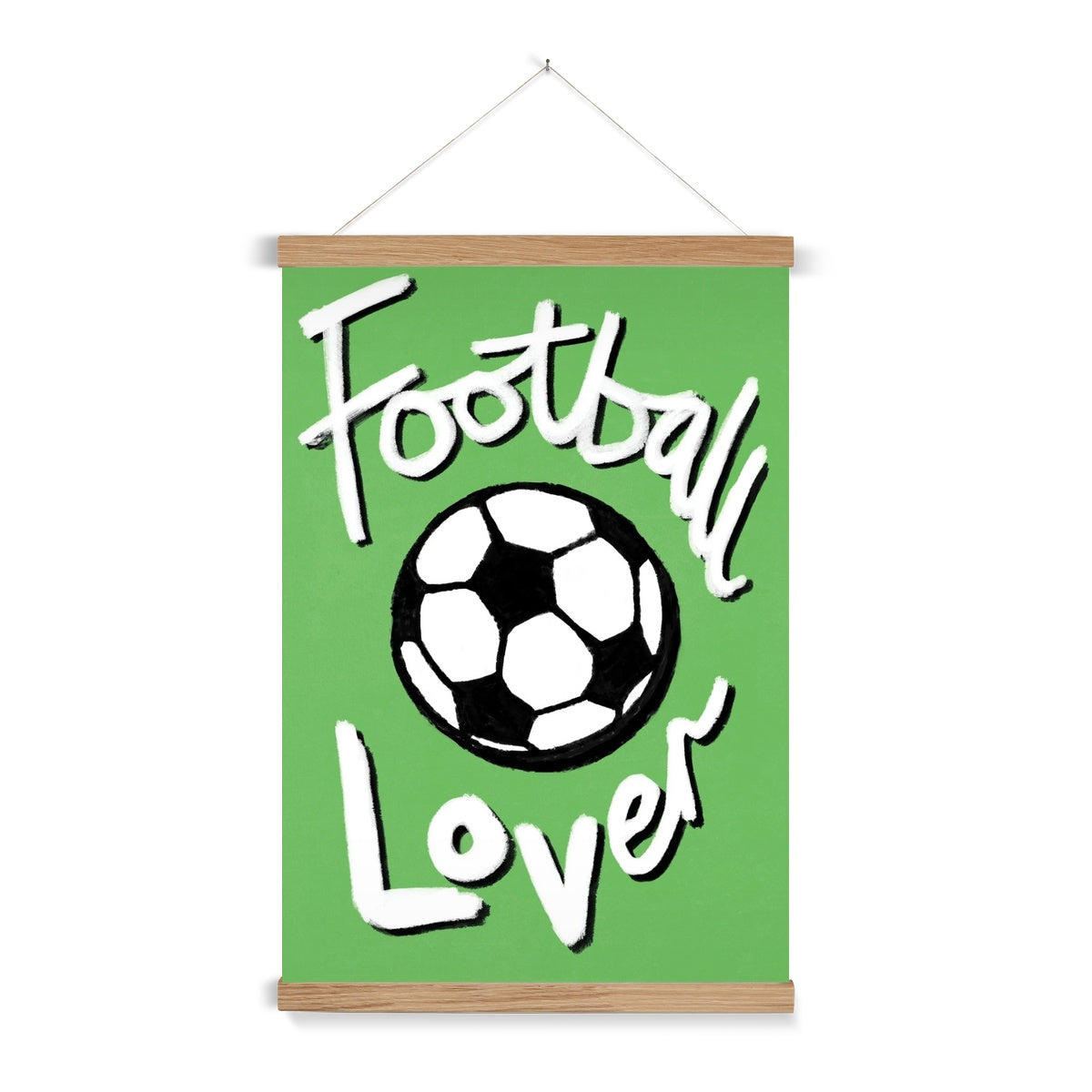 Football Lover Print - Green, White, Black Fine Art Print with Hanger