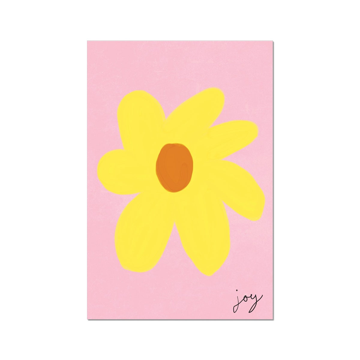 Joy Flower Print - Pink, Yellow, Brown Fine Art Print