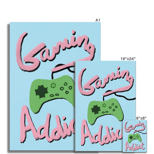 Gaming Addict Print - Light Blue, Pink, Green Fine Art Print