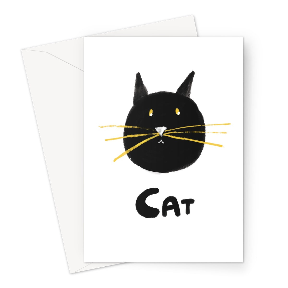 Cat Print - White with black Greeting Card