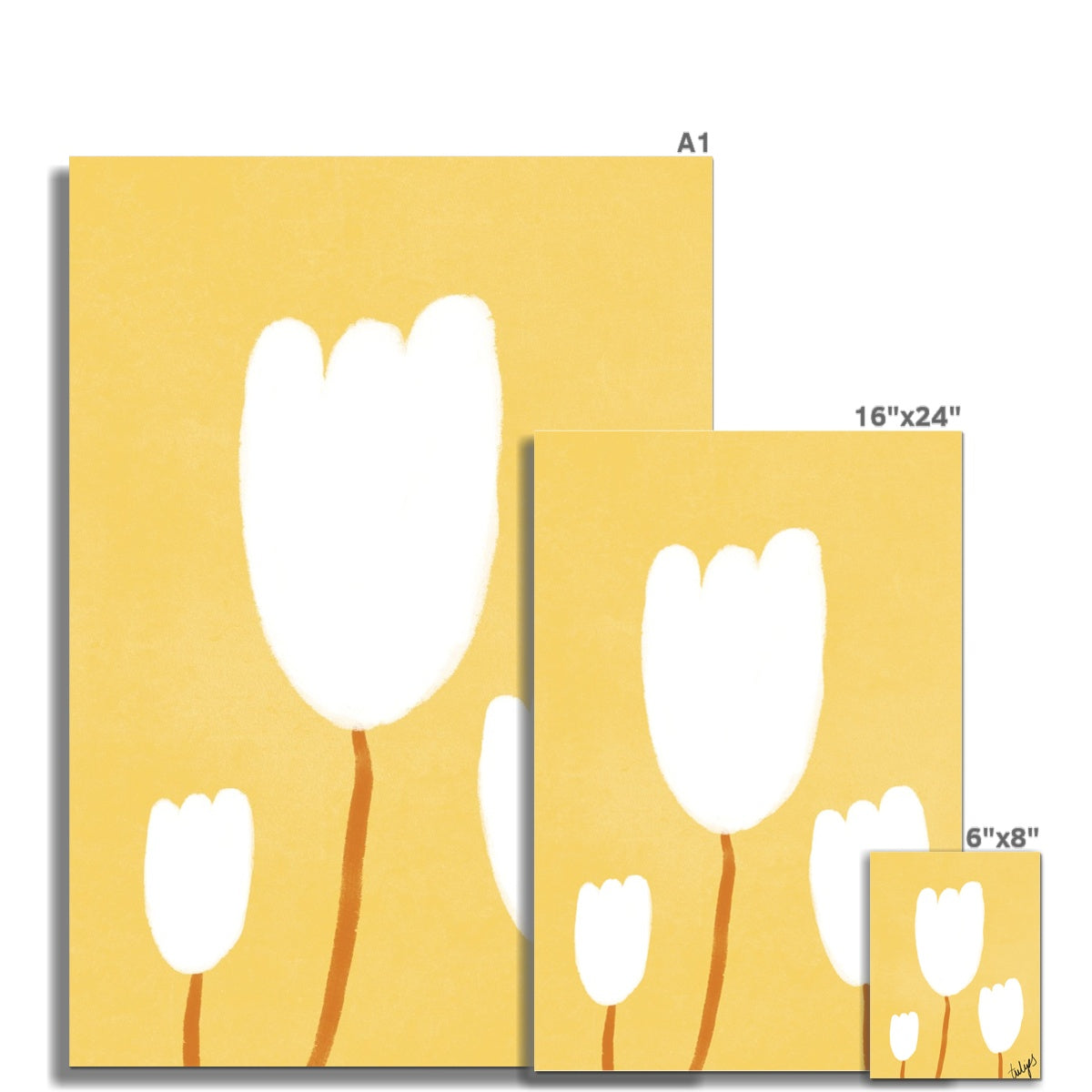 Tulips Print - Yellow, White Fine Art Print